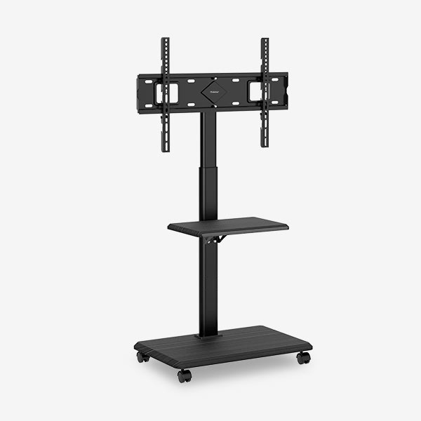UNYKAch Soporte TV Móvil con Estante y Altura Regulable para Pantallas Planas y Curvas de 32- 75 Pulgadas (hasta 40 kg), VESA máx 600 x 400 mm