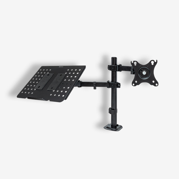 UNYKAch Soporte TV / MONITOR Escritorio para Pantallas Planas y Curvas de 13-32 Pulgadas (hasta 10 kg brazo) con Soporte para Portátiles, Giratorio, VESA máx 100 x 100 mm.